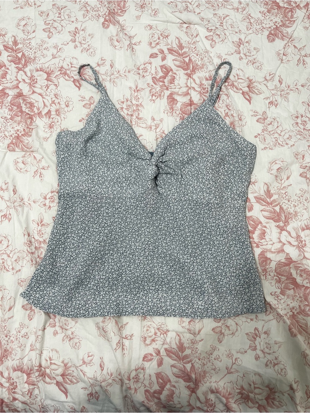 Abercrombie & Fitch Blue Floral Knot-Front Cami